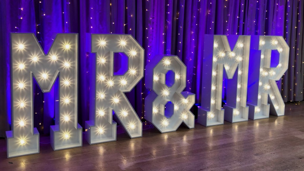 8 Same Sex Weddings Hire Mr & Mr Light Up Letters From Dave Dee Discos